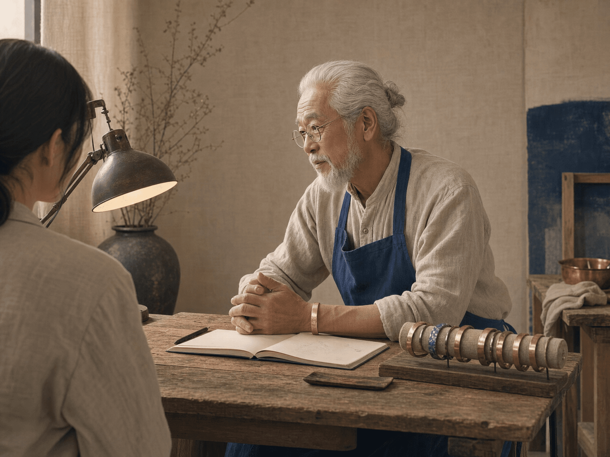 The master painter listening at his desk