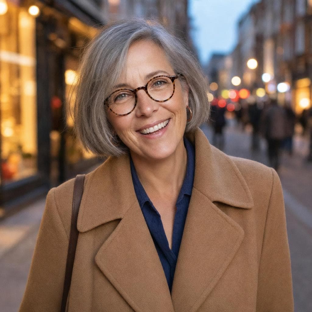 MARA laughing on a street at dusk